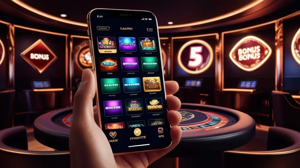 Mobile casino app interface with lobby, cashier, and account tools on a smartphone