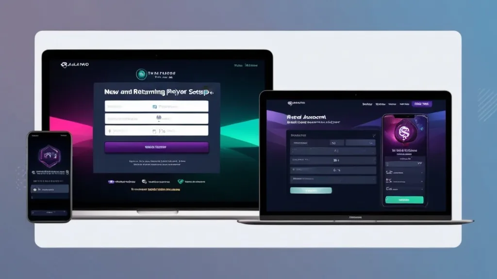 New and returning player setup with registration and saved login tools